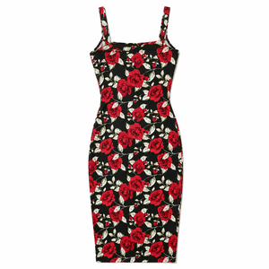 Robe moulante décontractée pour femme à imprimé floral avec soutien-gorge intégré, en Spandex et Polyester, sans manches, coupe ajustée, longueur midi, vente en gros, personnalisation OEM ODM - Product Image 3
