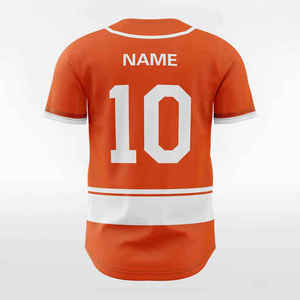 Maillot de baseball d'été ODM orange et blanc avec numéro 10, impression sérigraphique, séchage rapide, chemise décontractée sportive à manches courtes pour homme - Product Image 2