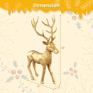 Estatua de Reno Dorada Contemporánea - Lujosa Figura Decorativa de Reno Navideño con Textura de Piel Detallada para Decoración - Product Image 6