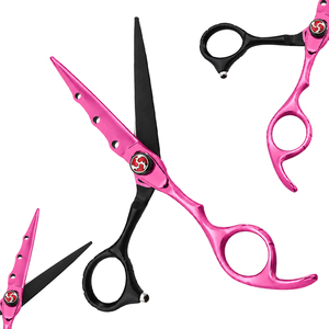 Ciseaux de coiffure professionnels durables en acier inoxydable de 6 pouces, rose et noir, avec logo personnalisé, vente en gros, faible MOQ - Product Image 6