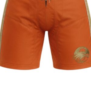 Shorts d'entraînement de hockey sur glace sublimés orange pour hommes, en polyester, avec cordon de serrage et bande latérale, vêtements de sport pour matchs d'équipe - Product Image 5