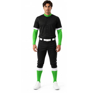 Ensemble uniforme de baseball noir et vert pour homme, maillot personnalisé numéro 10, polyester sublimé anti-humidité, vêtements toutes saisons - Product Image 4