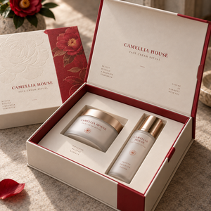 Caja de Empaque Magnética Estilo Libro para Crema Facial CAMELLIA Personalizada - Product Image 4