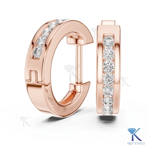 Lab Grown CVD HPHT Diamond Channel Set Huggie Hoop <b>Earrings</b> 14K <b>Solid</b> Gold Luxury Women Wedding Bridal Jewelry KRUP JEWELS - Product Image 5