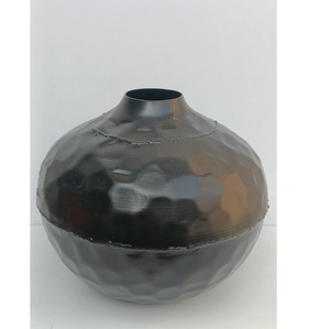 Modern Handcrafted Hammered Metal <b>Vase</b> <b>Unique</b> Textured Geometric Decorative Vessel Minimalist Tabletop for Home Decor - Product Image 2
