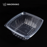 INNORHINO Contenants alimentaires rectangulaires transparents en plastique biodégradable et compostable pour plats à emporter avec couvercles (personnalisables)