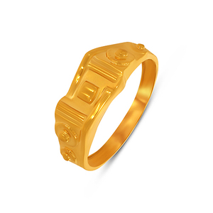 Bague en or pour homme Urban Gear Motif, aspect massif, plaqué or, avec lignes architecturales, bague pour homme - Product Image 1