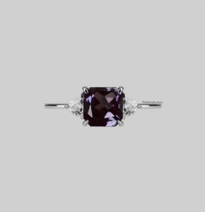 <b>Alexandrite</b> <b>Ring</b> Engagement <b>Ring</b> 925 Sterling Silver Color Changing June Birthstone <b>Alexandrite</b> Jewelry Square Cut <b>Ring</b> - Product Image 1