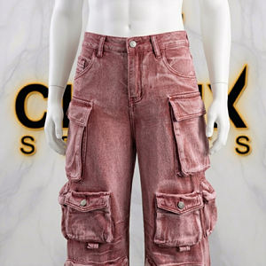 CLOVIX SPORTS Jeans Cargo de Mezclilla para Hombre, Talla Grande, Azul Lavado, Multibolsillos, Estilo Urbano, Corte Holgado, Pantalones Personalizados al por Mayor - Product Image 3