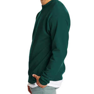เสื้อสเวตเชิ้ตคอกลมสีเขียวเข้มสำหรับผู้ชาย ทรงปกติ แขนยาว สวมใส่สบายๆ สำหรับฤดูใบไม้ร่วง ผลิตจากผ้าฝ้ายถัก 100% สีพื้น - Product Image 3