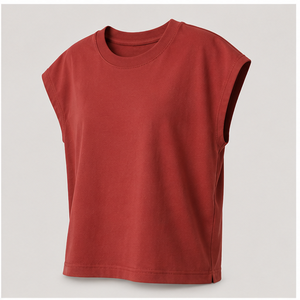Camiseta Holgada de Manga Corta con Cuello Redondo Roja para Mujer WTS-0044 - Product Image 4