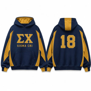 Sweat à capuche en molleton bleu or Sigma Chi pour homme, décontracté, à manches raglan, avec poche, coupe classique, pour l'automne - Product Image 4