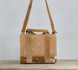Bolso de mano tipo tote de piel auténtica bohemia cosido con bordado y ribete de pelo de becerro para mujer, uso diario, llegada 2026 - Product Image 1