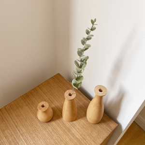 Vase en bois massif léger de style classique pour arrangement floral, décoration d'intérieur, présentation au sol, Nouvel An, Pâques, 100% naturel - Product Image 4