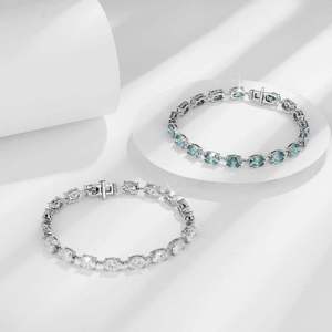 925 Silver Moissanite Bracelet Oval Cut Sparkling Tennis Style Wedding <b>Gift</b> for Women - Product Image 2