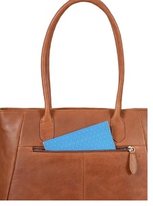 Best Quality Genuine Leather Tote Bag Women Minimalist Style Open <b>Top</b> Large Capacity Casual Daily Use Brown Two Handles For Sale - Product Image 4