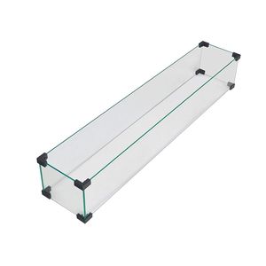 Rectangular Aluminum <b>Fire</b> <b>Pit</b> <b>Table</b> Wind Guard 38.1 X 10.6 X 5.9 Inch Clear Tempered Glass Flame Guard - Product Image 1