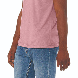 T-shirt décontracté en jersey tricoté pour homme, coupe classique, respirant, écologique, 220g, coton rose, col rond, manches courtes, vente en gros - Product Image 5