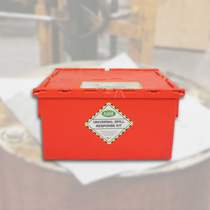 SABER Universal Spill Response Kit 45L Red Container with Absorbent Pads Socks Gloves Respirator - Product Image 2
