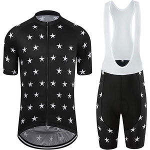 Men Cycling Jersey Set Black White Star Print Sleeveless Breathable Moisture Wicking <b>Padded</b> V-<b>neck</b> Custom Team Name All Seasons - Product Image 1