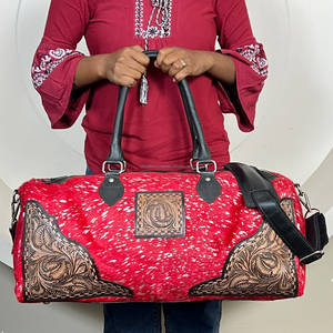 Handcrafted Designer <b>Travel</b> Duffel <b>Bag</b> Hand Tooled <b>Leather</b> Business Outdoor Weekender <b>Bag</b> Genuine Cowhide <b>Leather</b> <b>Travel</b> <b>Bag</b> - Product Image 4