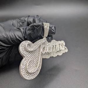 Colgante de Plata de Ley 925 con Letra Personalizada, Micro Pavé de Diamantes Moissanite VVS de Lujo, Estilo Hip Hop, Unisex - Product Image 6