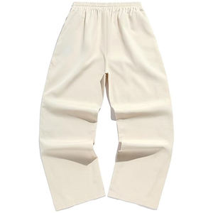 Pantalon coupe-vent ample pour homme, couleur crème, avec bande latérale, style streetwear, décontracté, avec cordon de serrage - Product Image 3