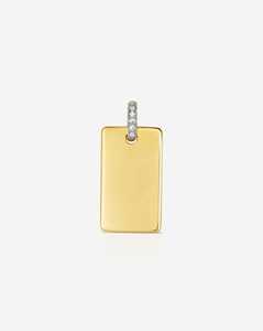 จี้แท่งสลักลายทองคำแท้ 14K 18K ประดับเพชรทรงกลมเพฟเซ็ต เพชรทรงสี่เหลี่ยมผืนผ้า ตัวอักษรย่อ จี้ห้อยคอ เครื่องประดับคุณภาพสูง ขายส่ง - Product Image 1