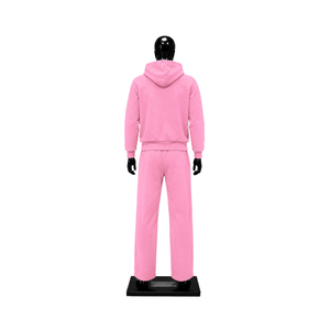 Conjunto Deportivo Rosa Personalizado para Mujer, Sudadera con Cremallera Completa y Pantalones Anchos con Logotipo Gráfico, Ropa Deportiva Casual de Calle, Venta al Por Mayor - Product Image 2