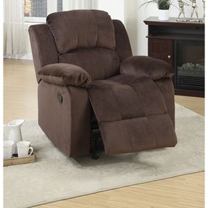 Chocolate Padded Suede Metal <b>Recliner</b> Chair 1pc Motion Rocker Couch for Living Room Furniture - Product Image 2