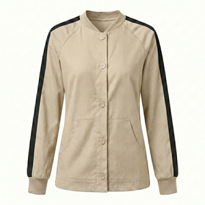 Blouse médicale en gros pour femmes, veste de préchauffage à boutons-pression, manteau d'infirmière personnalisé avec logo, poignets côtelés, vestes de travail OEM - Product Image 5