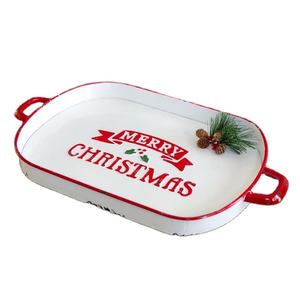 Juego de 2 bandejas galvanizadas más vendidas, bandejas navideñas de almacenamiento personalizadas de tendencia 2024, bandeja reutilizable para servir champán de hoja de hierro - Product Image 5