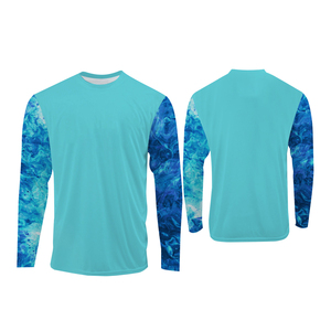 Camisa de pesca para hombre, talla grande, estampado de camuflaje, ropa para exteriores, UPF 50, anti-UV, transpirable, manga larga. - Product Image 6