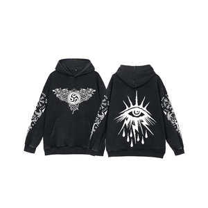 Custom Graphic Acid Wash Hoodie Vintage Wash Hip Hop Hoodie for Men Street Wear Pullover Hoodies Fully Customized - Product Image 5
