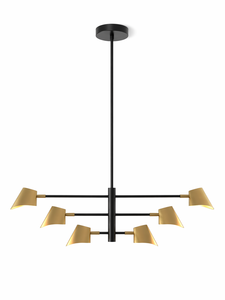 Lámpara de Techo Moderna de Metal Negro, 6 Luces LED, Bombilla E27 Ajustable para Sala de Estar, Lumetal Vietnam - Product Image 1