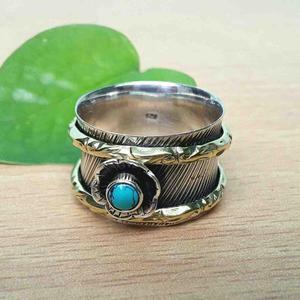 Wholesale Natural <b>Turquoise</b> 925 Sterling Silver Handmade Gemstone Meditation Fidget <b>Ring</b> for Wedding & Party Occasions Unisex - Product Image 6
