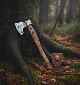Engraved Tomahawks Premium Handmade Industrial Grade Hand Forged Steel Head Wood Handle Bushcraft OEM ODM Wholesale 6 Months - Product Image 1
