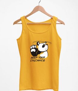 Panda Keep Your Distance Débardeur pour femme à imprimé dessin animé, col rond, décontracté, respirant, tricoté, sans manches - Product Image 5