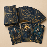 Vente en gros de jeux de cartes de tarot personnalisés de haute qualité, impression personnalisée, épaisseur supérieure, bordure dorée, 78 cartes, design personnalisé