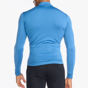 Men's Long Sleeve <b>Cycling</b> Jersey Blue Full Zip Road Bike Wear Breathable Quick Dry 100% Polyester 180g - Product Image 4