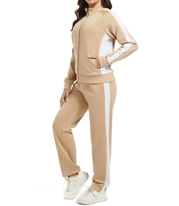 Survêtement zippé durable pour femme, automne-hiver, uni, imprimé dentelle, avec bande latérale zippée, design frais et durable, nouveau survêtement pour femme - Product Image 2