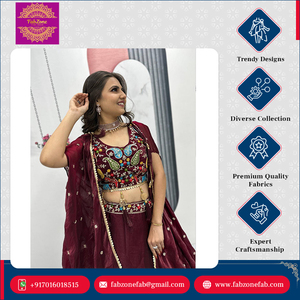 Lehenga Choli tendance, vêtement de fête traditionnel, broderie lourde, travail de séquence de fils, tissu fantaisie Latakan Fendy, haute qualité - Product Image 3