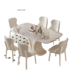 Mesa de Comedor Rectangular Moderna Daystar Trade con Tapa de Madera y Base con Aspecto de Mármol, Muebles de Comedor Premium Personalizables - Product Image 1