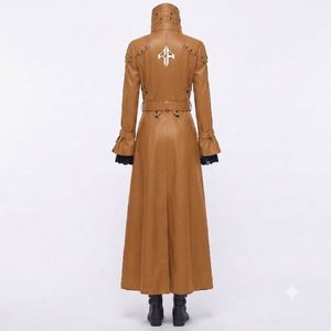 Manteau gothique en cuir véritable, nouvelle matière, manches longues, col montant, qualité supérieure, anti-plis, pour femme, par RIVIAN ATLANTIC - Product Image 3