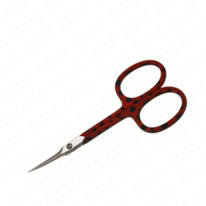 Ciseaux à cuticules professionnels de haute qualité, lame argentée, couleur rouge, points noirs, manche recouvert, outil de manucure, OEM, étiquette privée - Product Image 2