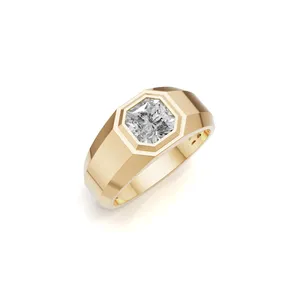 Octavian Bezel Men's <b>Diamond</b> <b>Ring</b> Lab Grown Asscher Cut in Yellow Gold <b>Diamond</b> <b>Ring</b> from Indian Supplier & Manufacturer - Product Image 4