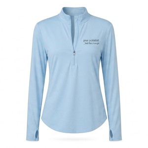 Chemise de performance pour femme personnalisée, 100% polyester, légère, à manches longues, col zippé, évacuation de l'humidité, coupe ajustée dynamique, pickleball - Product Image 6