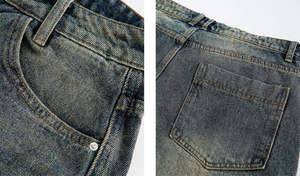 Pantalones cortos de mezclilla negros de corte relajado para hombre con estampado de pedrería plateada en toda la prenda y dobladillo deshilachado estilo streetwear - Product Image 5