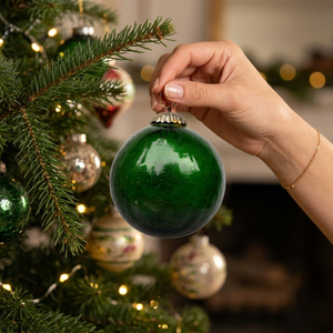 Boule de Noël en verre gaufré vert mercure |   Ornement suspendu |   Décorations d'arbre de 1 à 8 pouces |   Décoration festive pour la maison |   Cadeau - Product Image 4