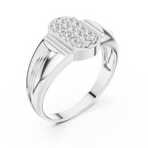 Anillo de Sello para Hombre con Racimo de Diamantes Cultivados en Laboratorio, Oro Blanco de 18K con Baño de Rodio, Minimalista, Certificado, Regalo de Boda o Compromiso - Product Image 4